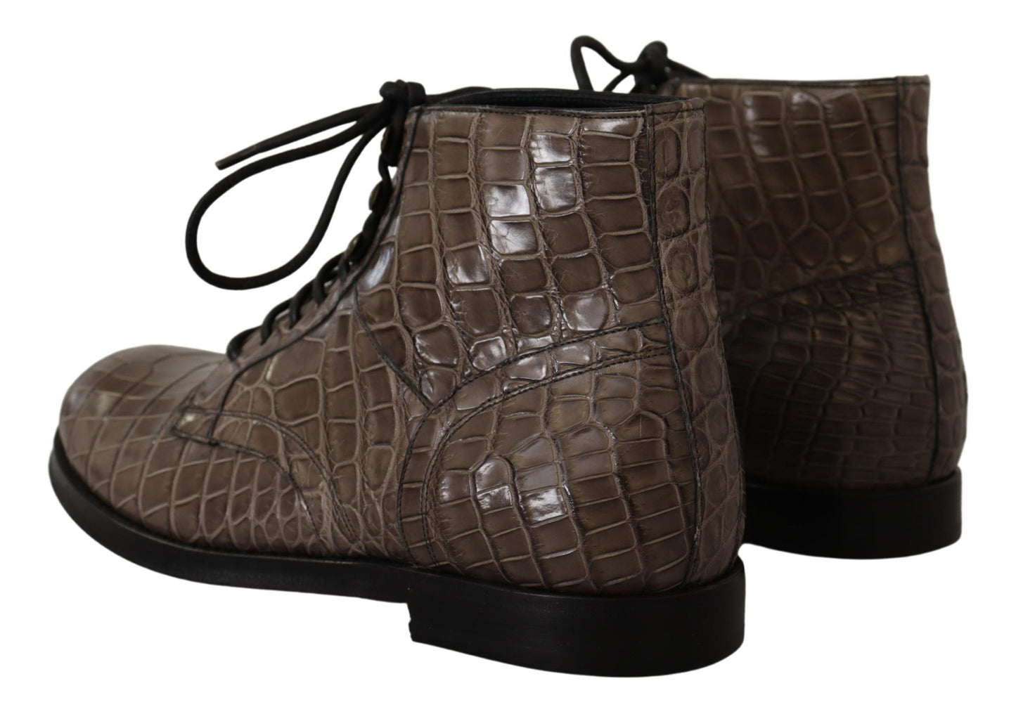 Dolce &amp; Gabbana Elegant Derby Brogue Boots with Crocodile