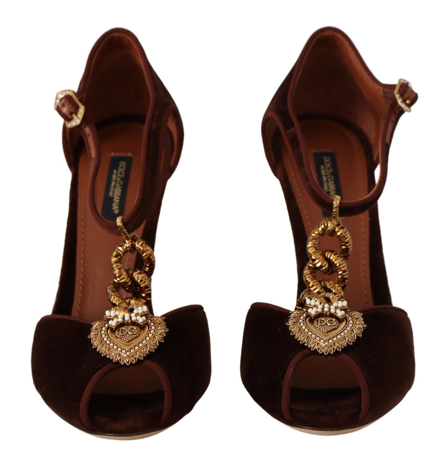 Dolce &amp; Gabbana Elegant velvet heels with gold details