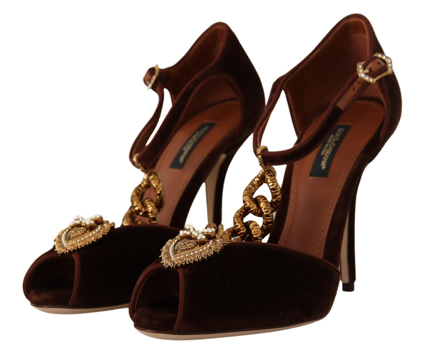 Dolce &amp; Gabbana Elegant velvet heels with gold details