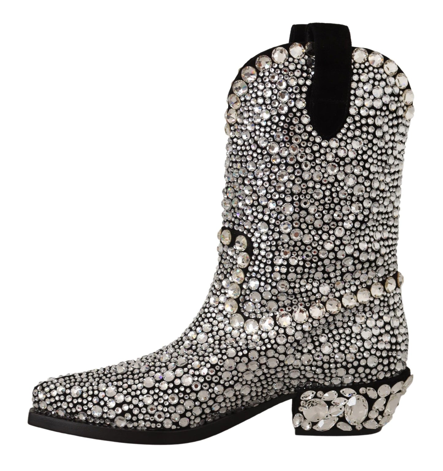 Dolce &amp; Gabbana Black suede boots with crystal embellishments