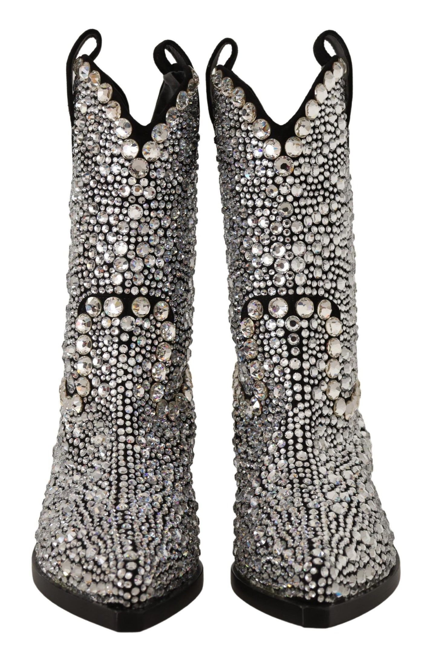 Dolce &amp; Gabbana Black suede boots with crystal embellishments