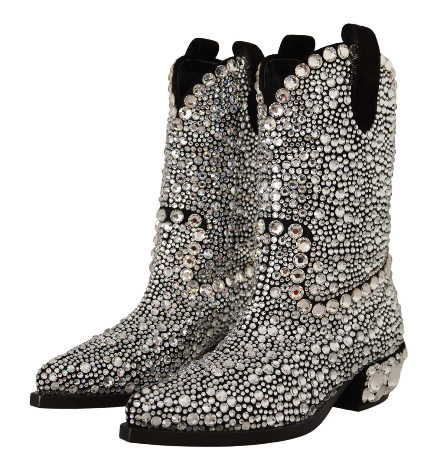 Dolce &amp; Gabbana Black suede boots with crystal embellishments