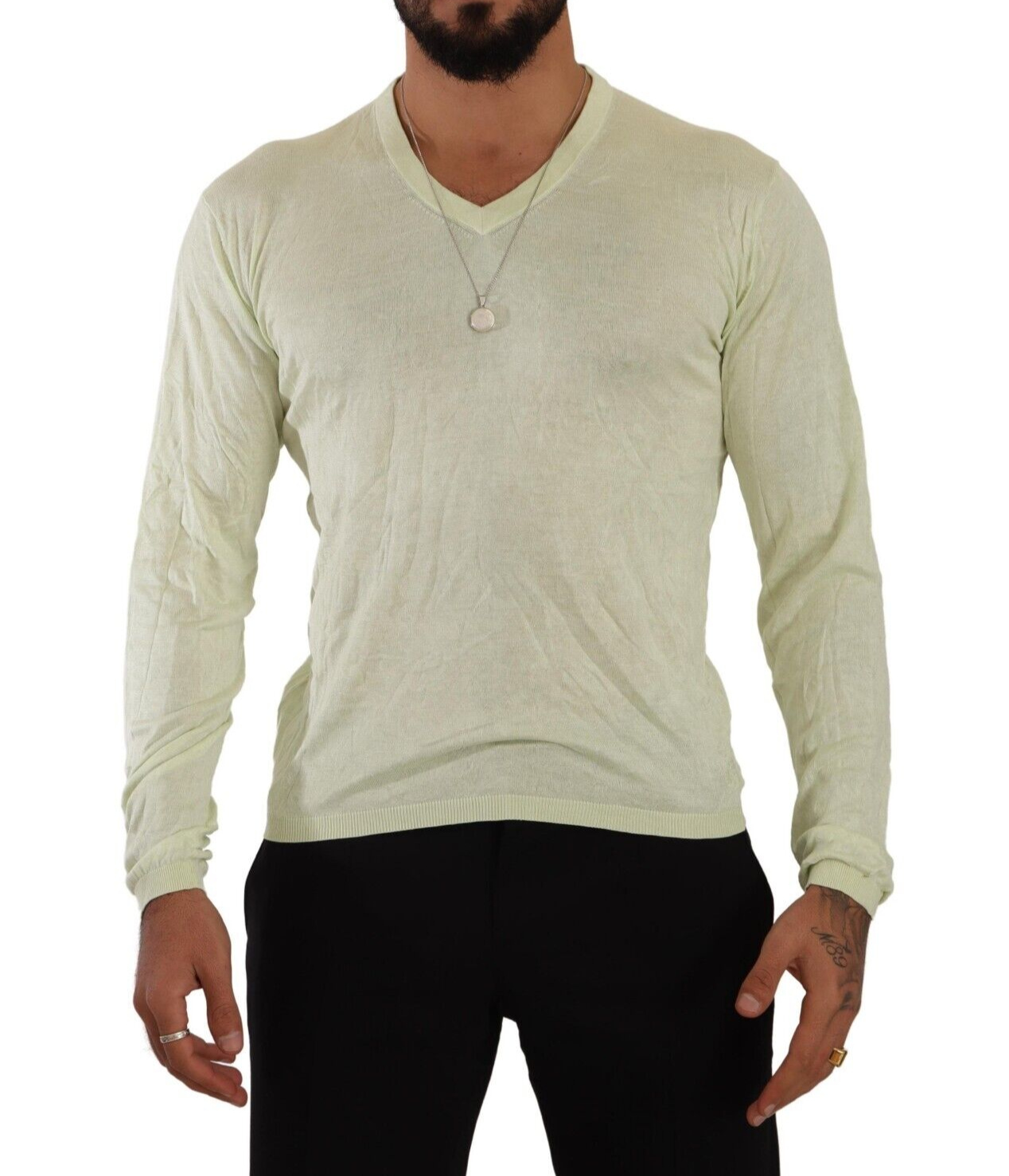 Domenico Tagliente Elegant V-neck sweater made of silk