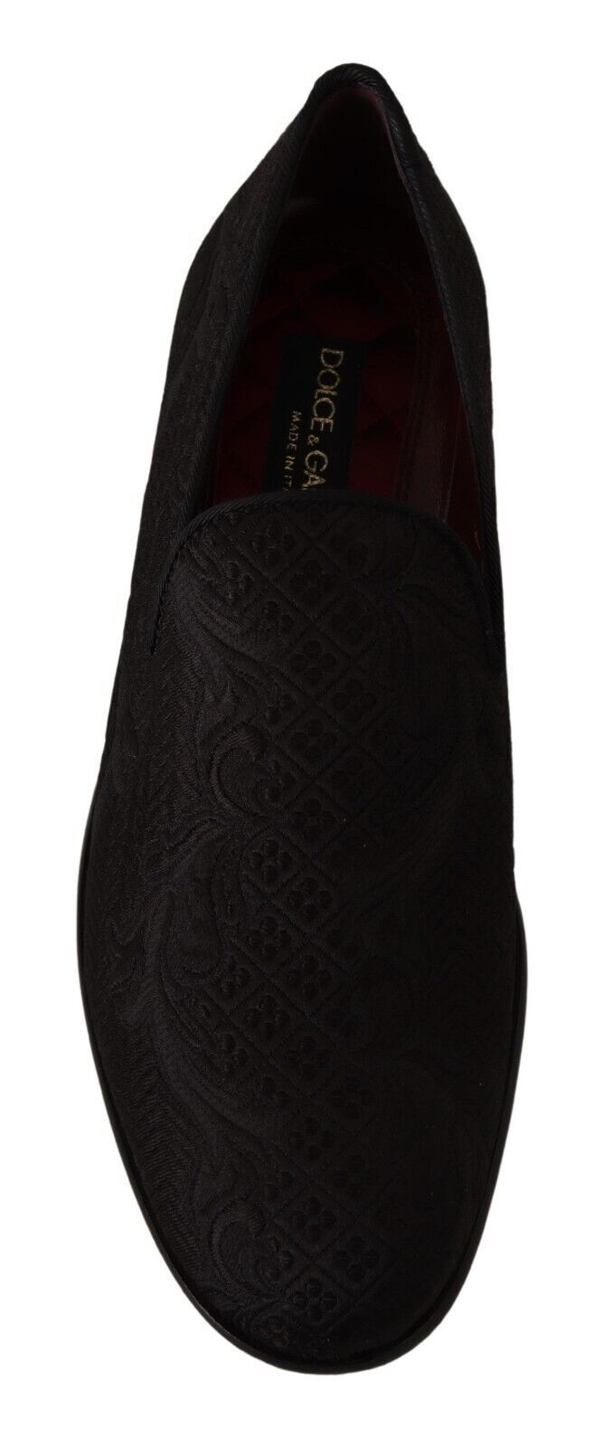 Dolce &amp; Gabbana Black Brocade Slippers with Floral Pattern