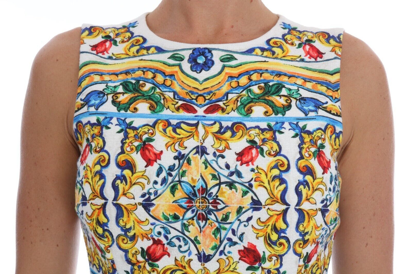 Dolce & Gabbana Majolika Print Midi-Etuikleid