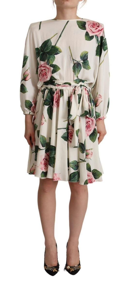 Dolce &amp; Gabbana Elegant floral silk A-line dress