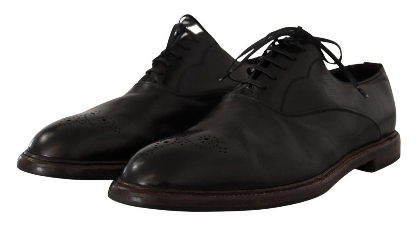 Dolce &amp; Gabbana Elegant Black Leather Derby Formal Shoes