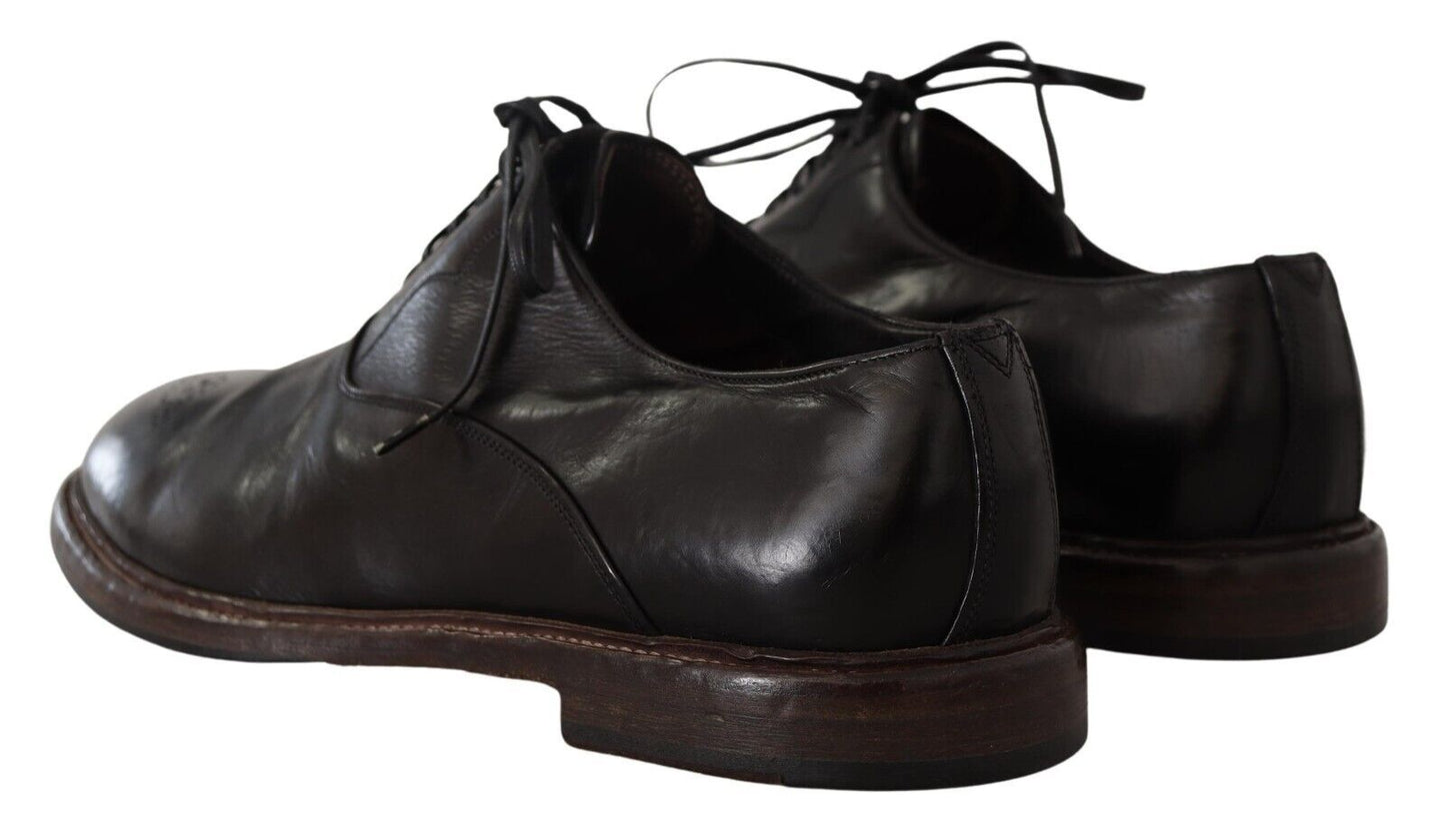 Dolce &amp; Gabbana Elegant Black Leather Derby Formal Shoes