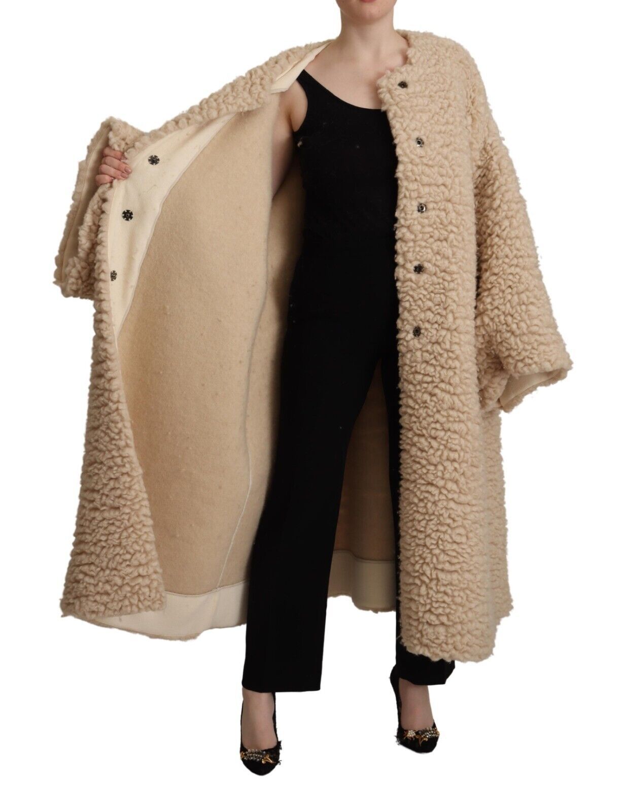 Dolce &amp; Gabbana Elegant Cashmere Coat in Beige