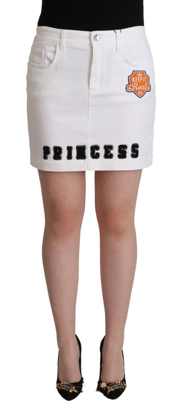 Dolce &amp; Gabbana Chic embellished white denim miniskirt