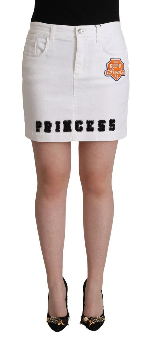 Dolce &amp; Gabbana Chic embellished white denim miniskirt