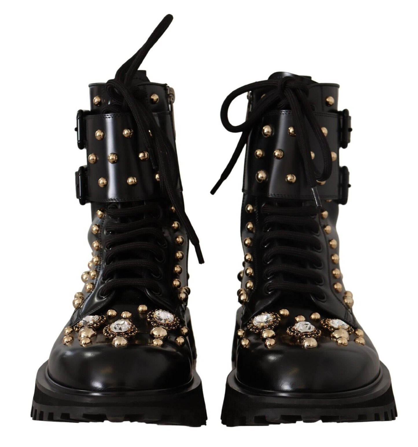 Dolce &amp; Gabbana Black Crystal-Embellished Formal Boots