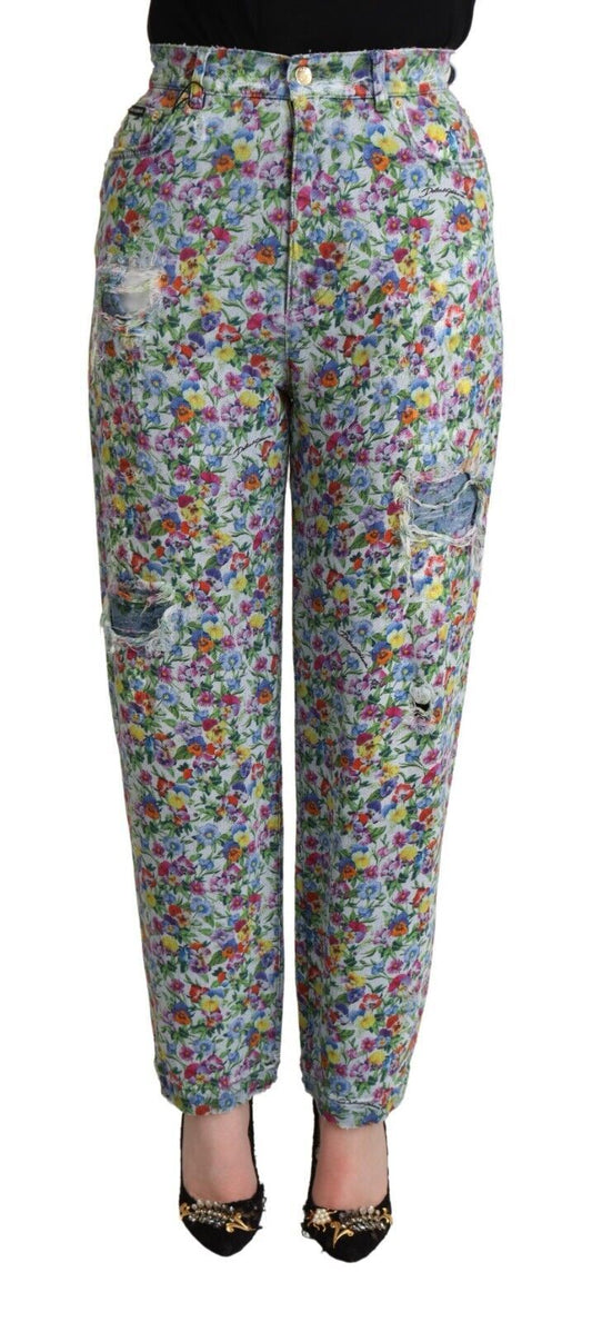 Dolce &amp; Gabbana tailored denim jeans with floral pattern