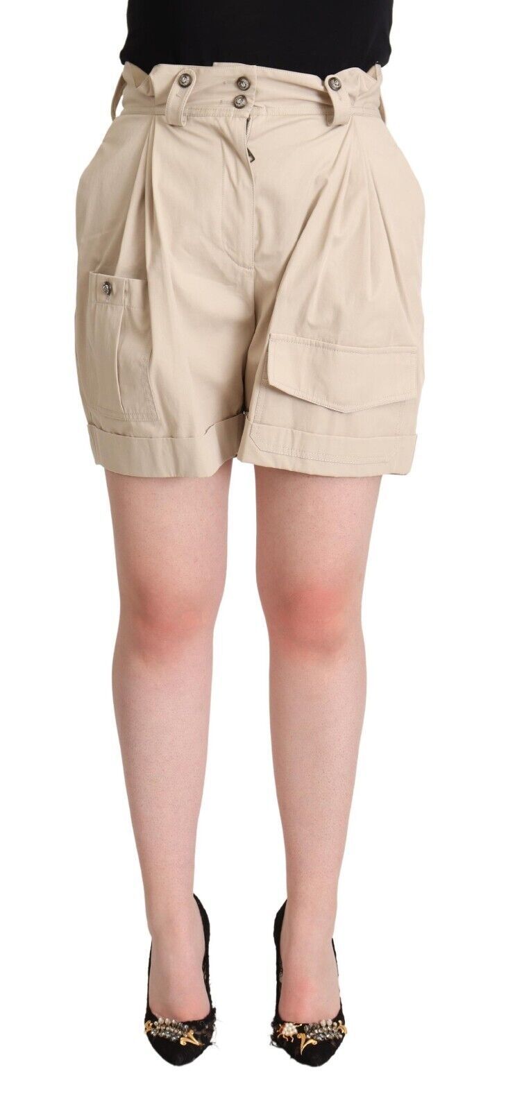 Dolce &amp; Gabbana Beige High Waist Cargo Shorts