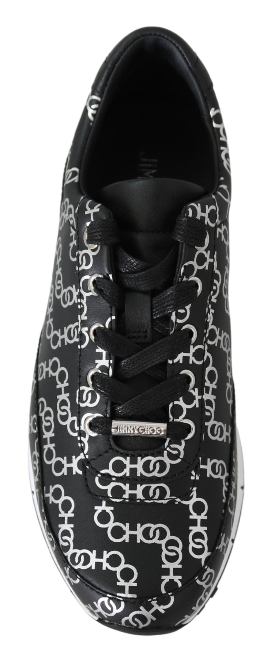 Jimmy Choo Elegant Leather Sneakers in Black and Silver