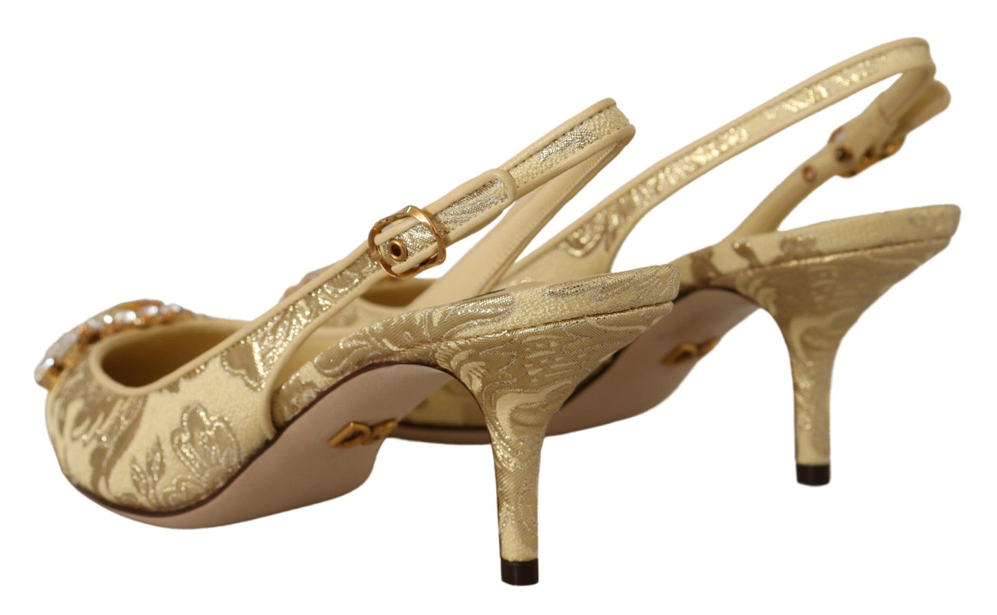 Dolce &amp; Gabbana Gold Crystal Slingback Heels