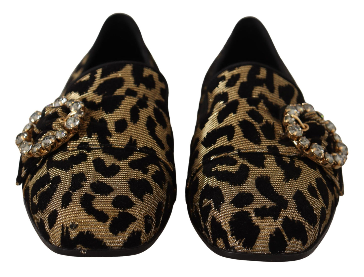 Dolce &amp; Gabbana Elegant Leopard Crystal Gem Loafers