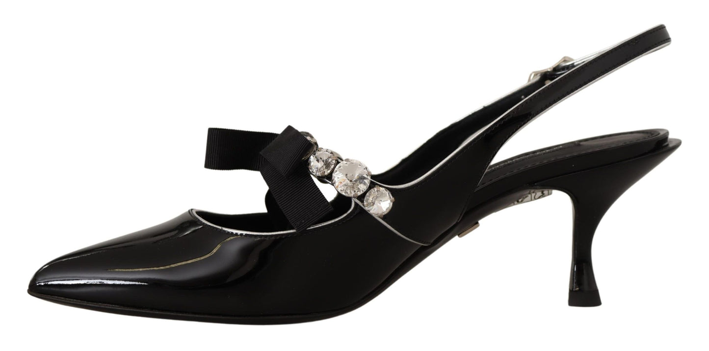 Dolce &amp; Gabbana Elegant Crystal Slingback Heels Pump