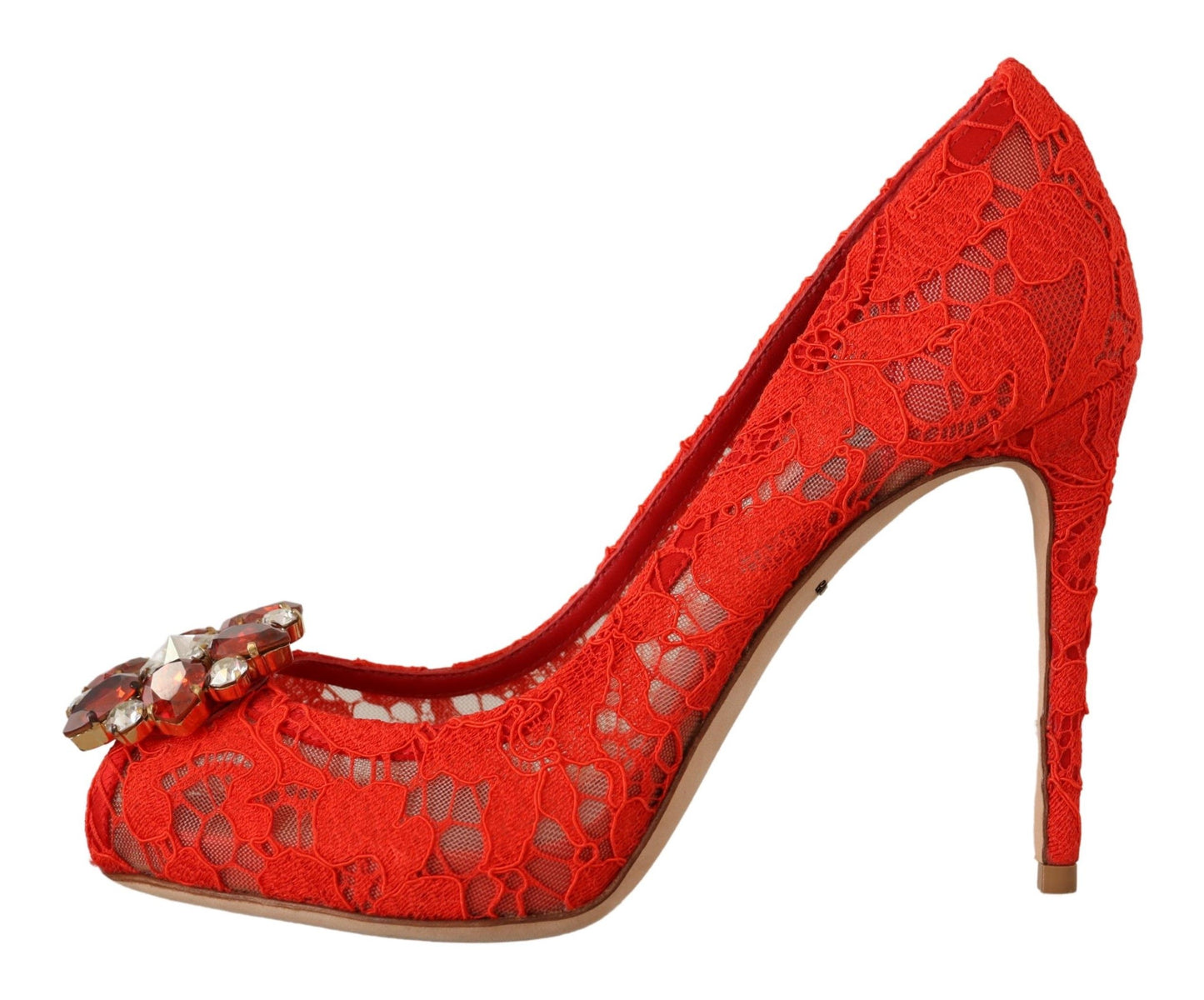 Dolce &amp; Gabbana Red Crystal Taormina Pointed Heels Pumps