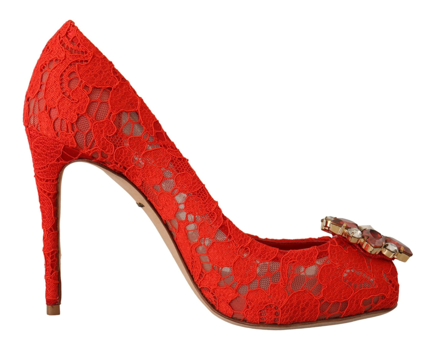 Dolce &amp; Gabbana Red Crystal Taormina Pointed Heels Pumps