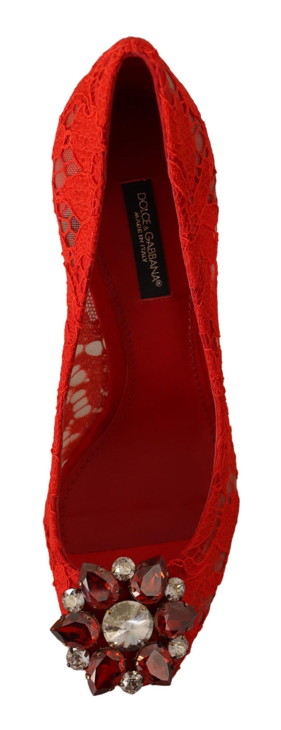 Dolce &amp; Gabbana Red Crystal Taormina Pointed Heels Pumps