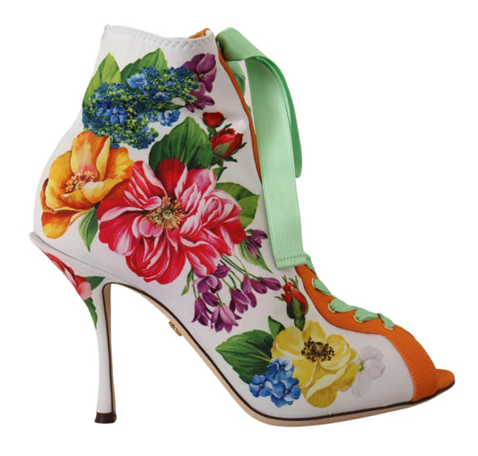 Dolce &amp; Gabbana Floral Open Jersey Heels