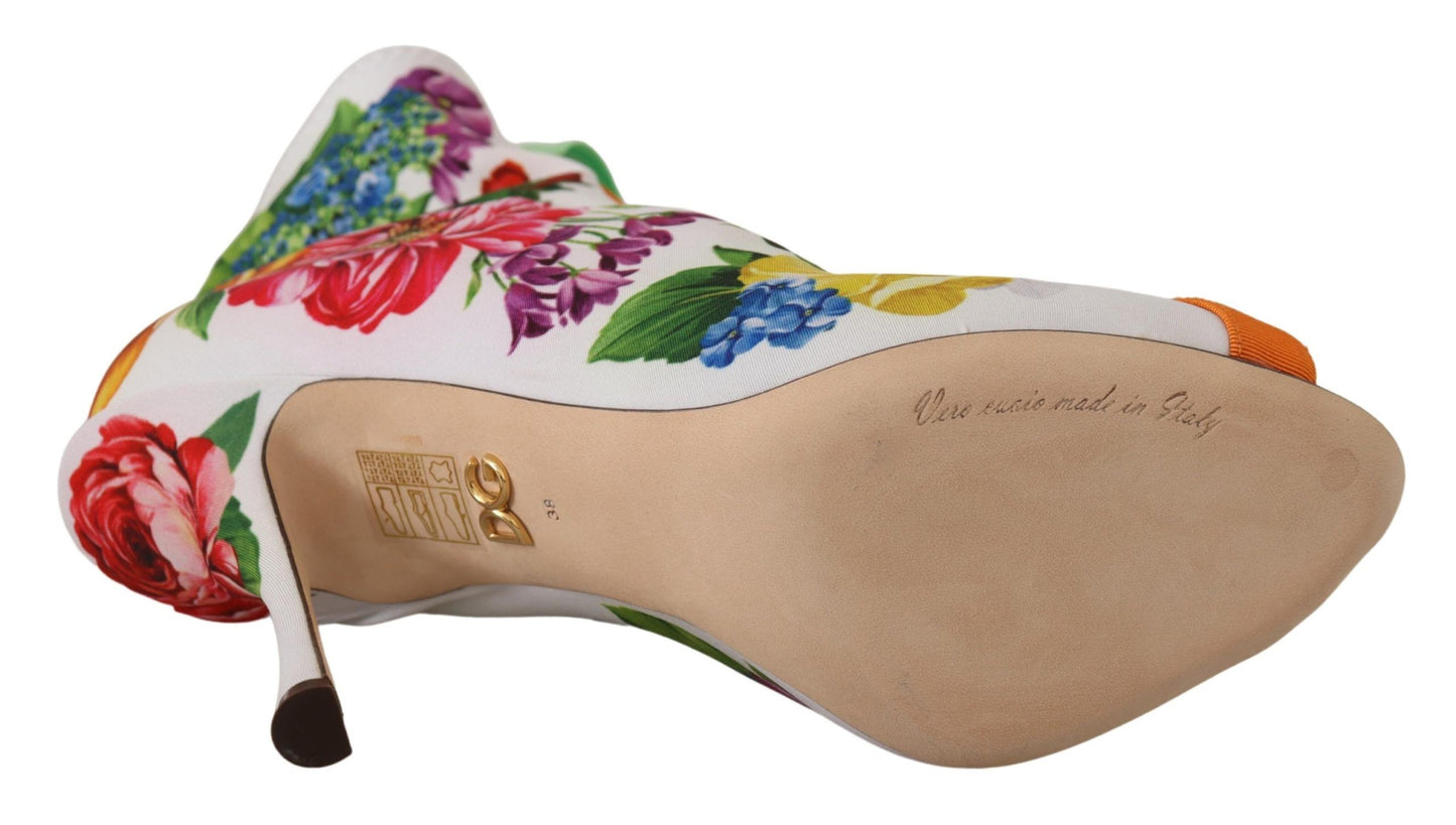 Dolce &amp; Gabbana Floral Open Jersey Heels