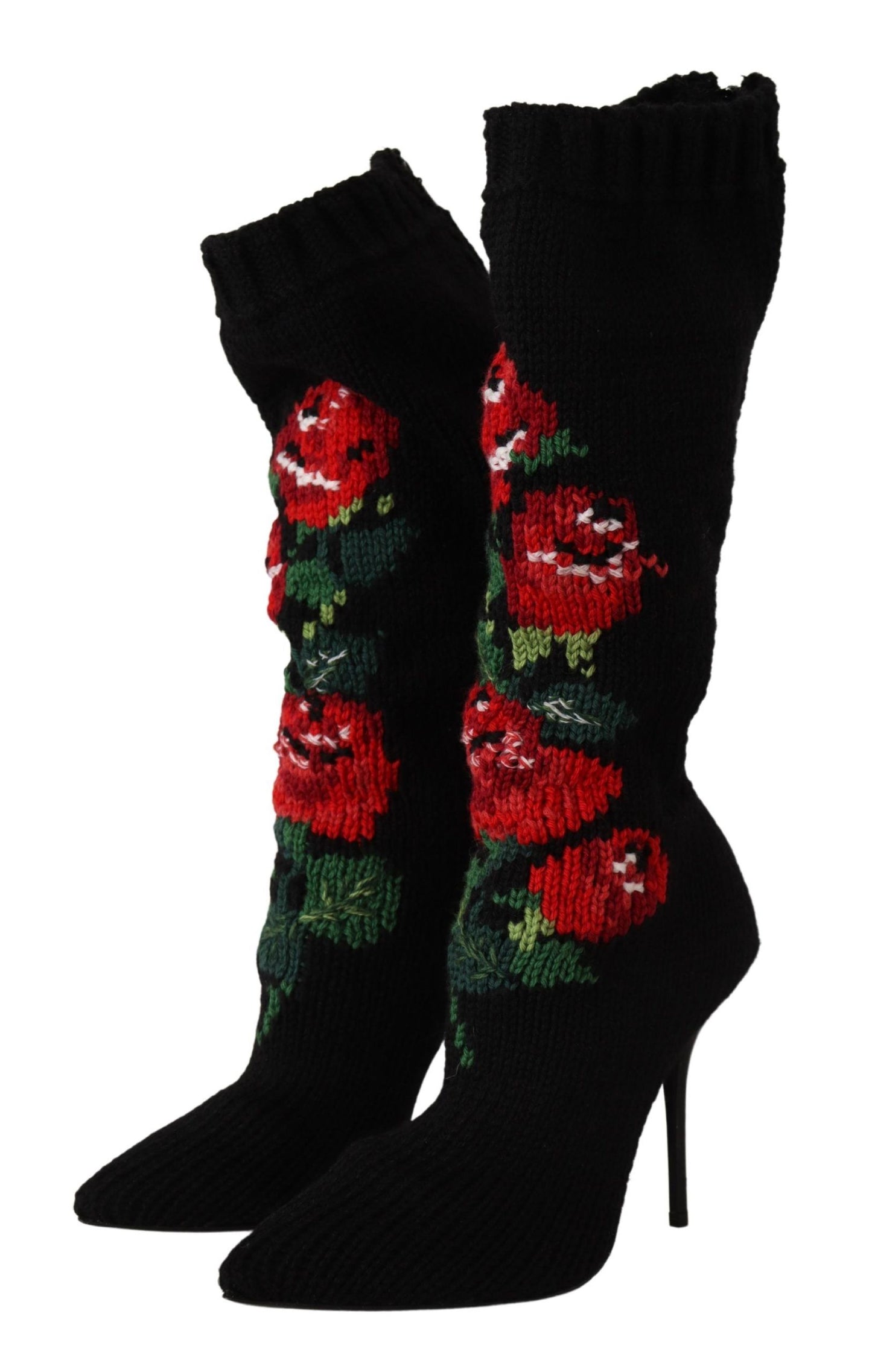 Dolce &amp; Gabbana Elegant sock boots with red rose detail