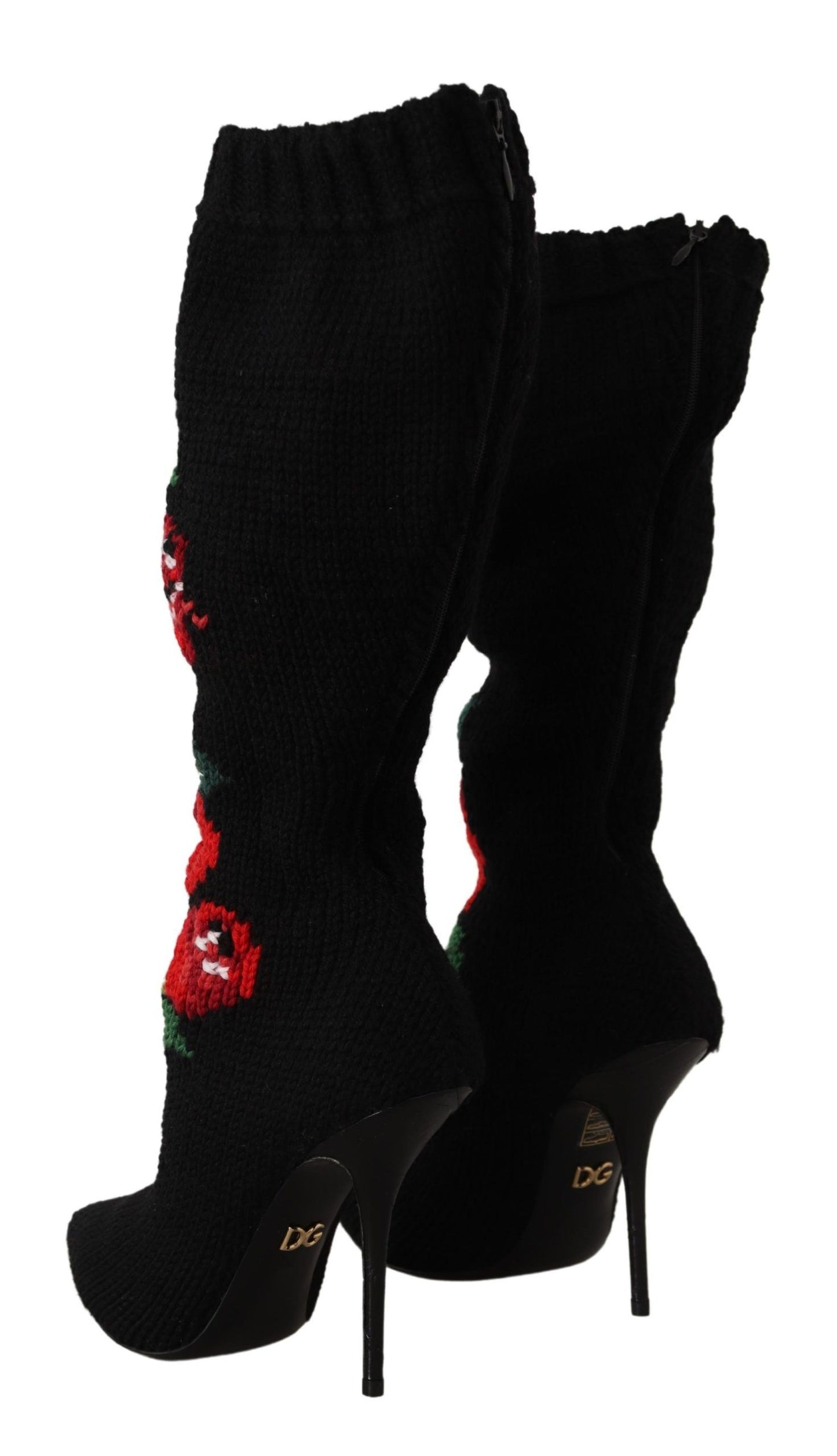 Dolce &amp; Gabbana Elegant sock boots with red rose detail