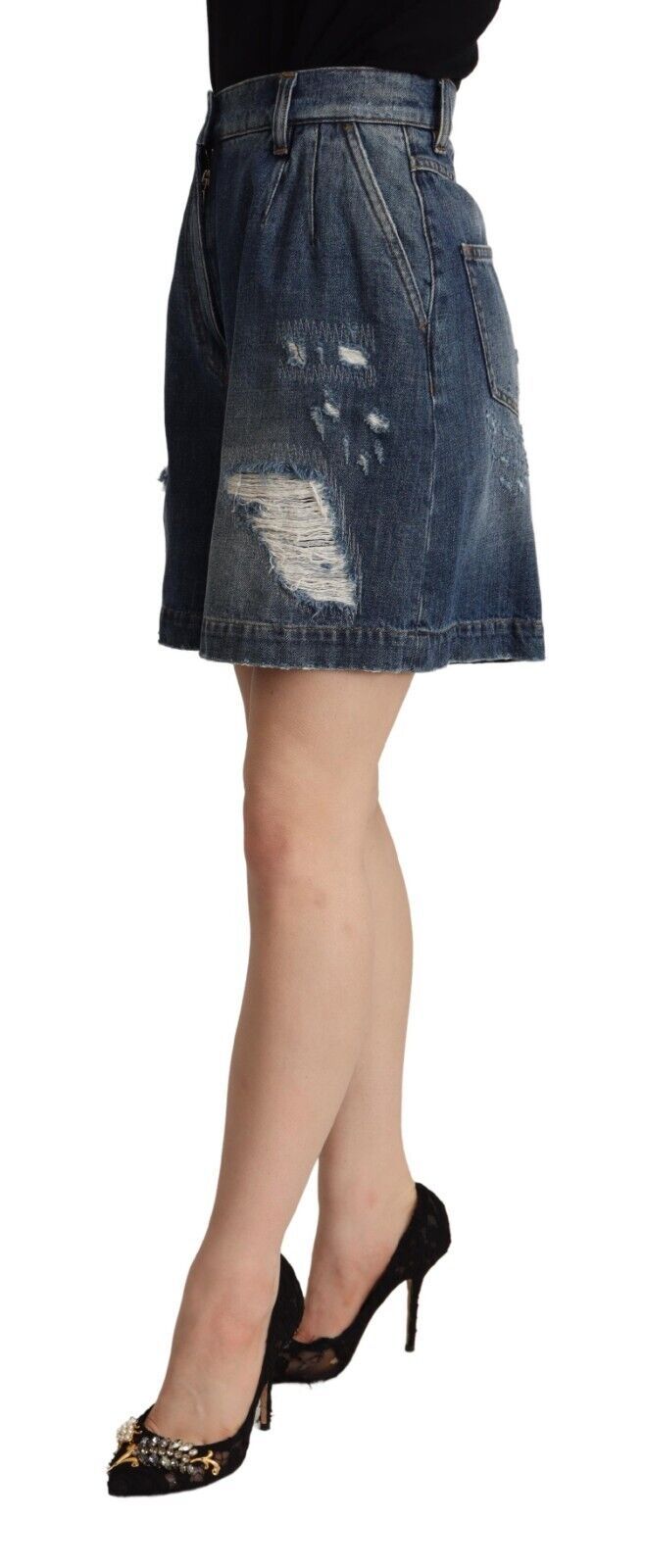 Dolce & Gabbana Schicke Bermudashorts mit hoher Taille im Distressed-Look