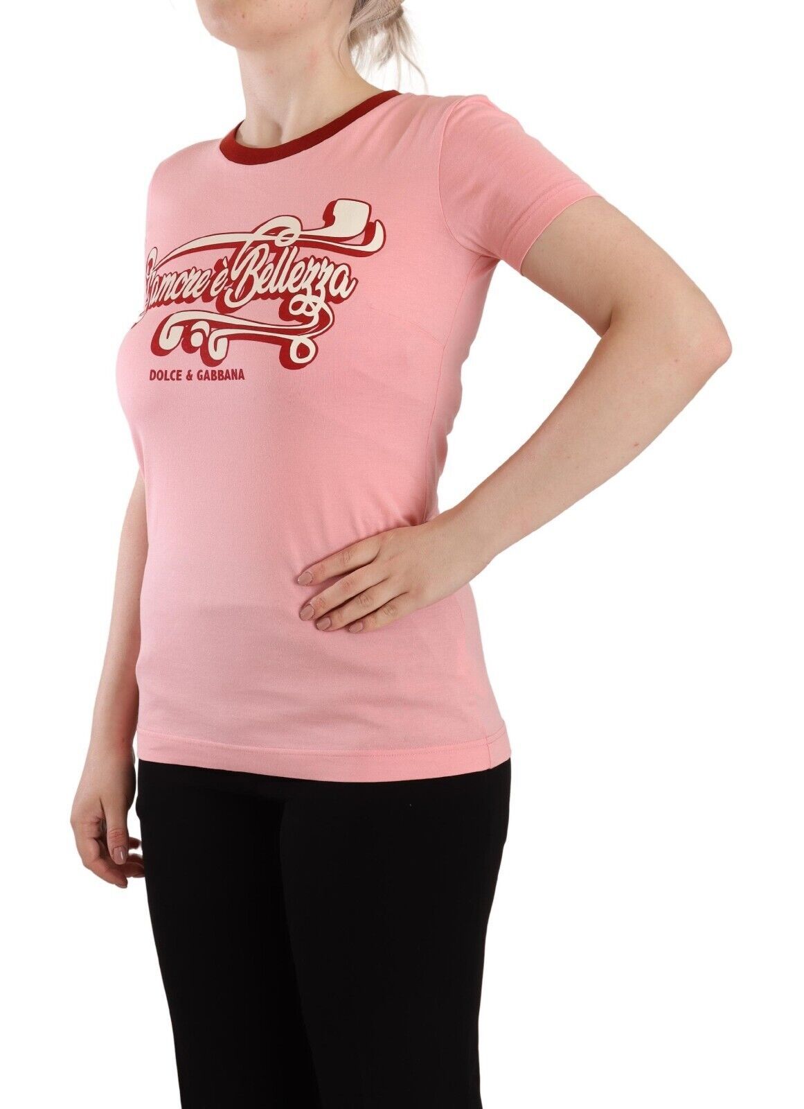 Dolce &amp; Gabbana Chic Pink Logo Crew Neck T-Shirt