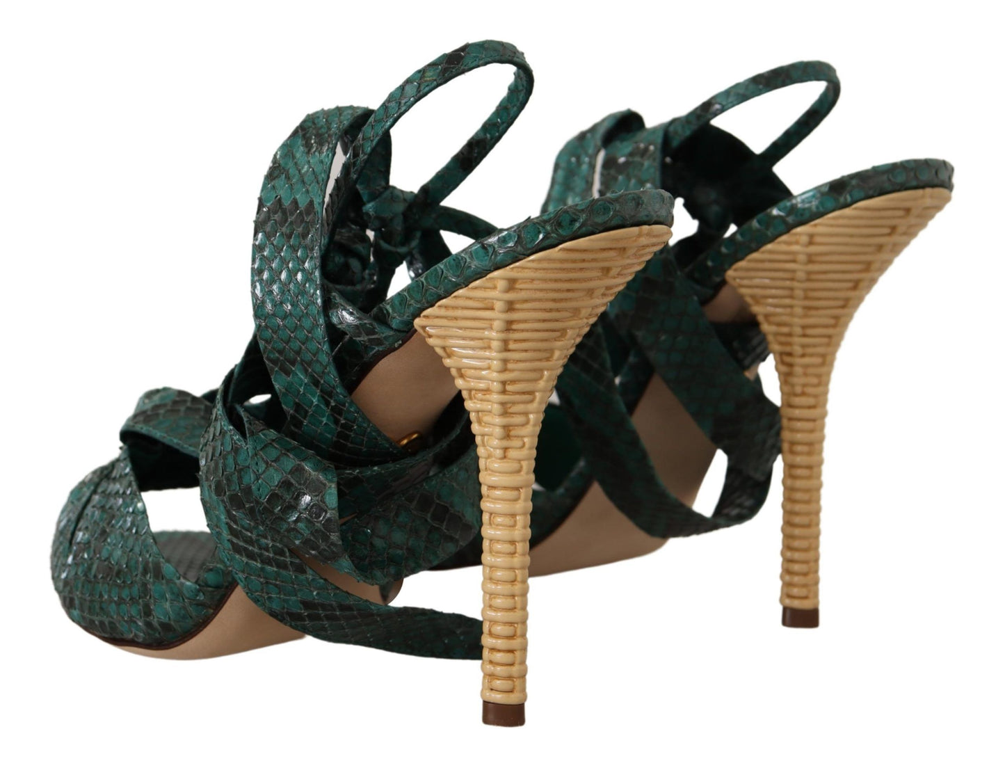 Dolce & Gabbana Elegante grüne Python-Riemenschuhe