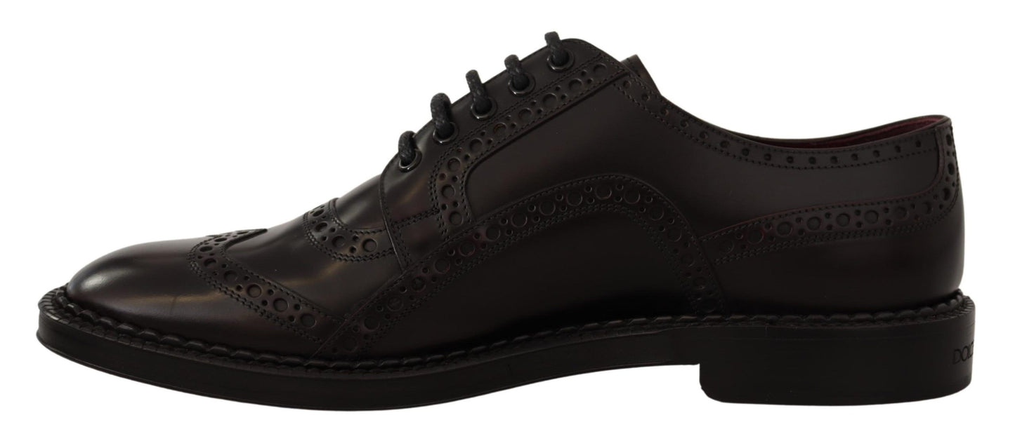 Dolce & Gabbana Elegante Lila Leder Derby Formelle Schuhe