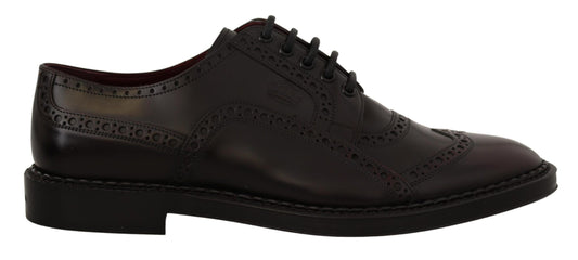 Dolce &amp; Gabbana Elegant Purple Leather Derby Formal Shoes