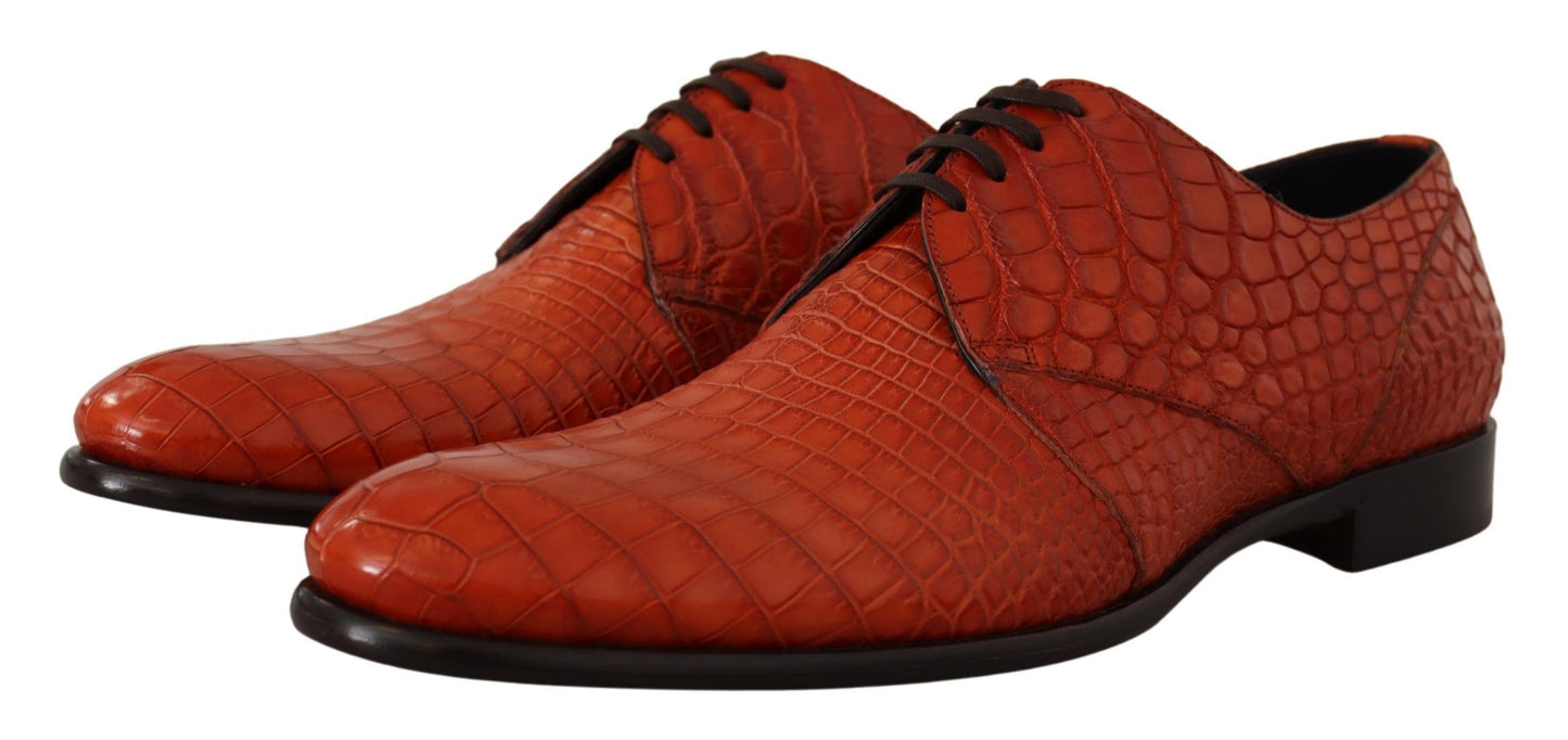 Dolce &amp; Gabbana Exotic Orange Crocodile Leather Lace-Up Shoes