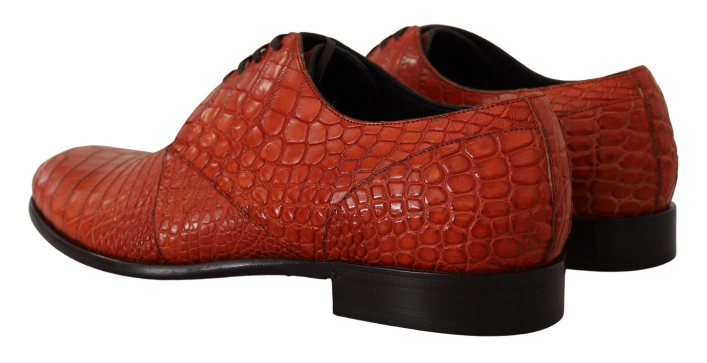 Dolce &amp; Gabbana Exotic Orange Crocodile Leather Lace-Up Shoes