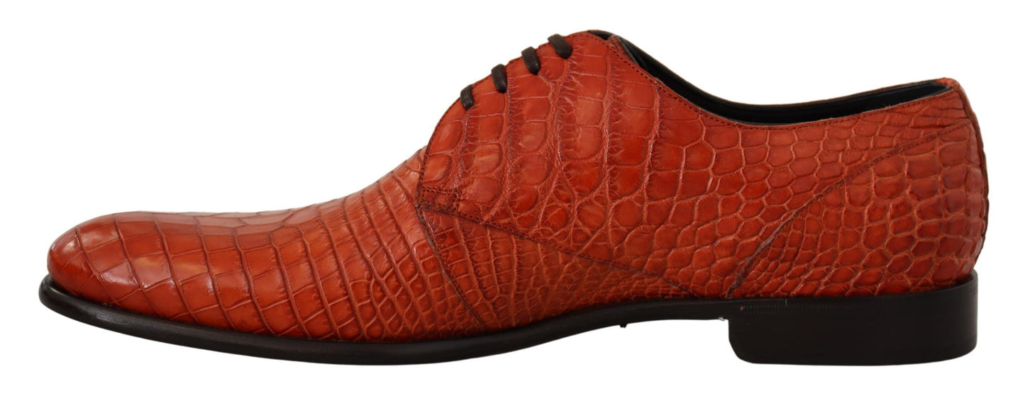 Dolce &amp; Gabbana Exotic Orange Crocodile Leather Lace-Up Shoes