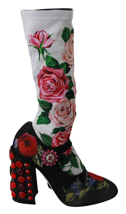 Dolce &amp; Gabbana Floral Embellished Sock Boots