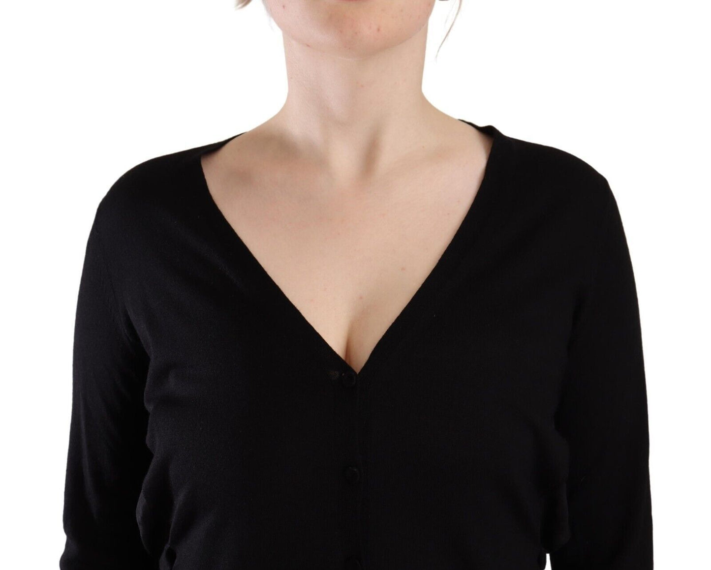 Dolce &amp; Gabbana Elegant black wool sweater with V-neck