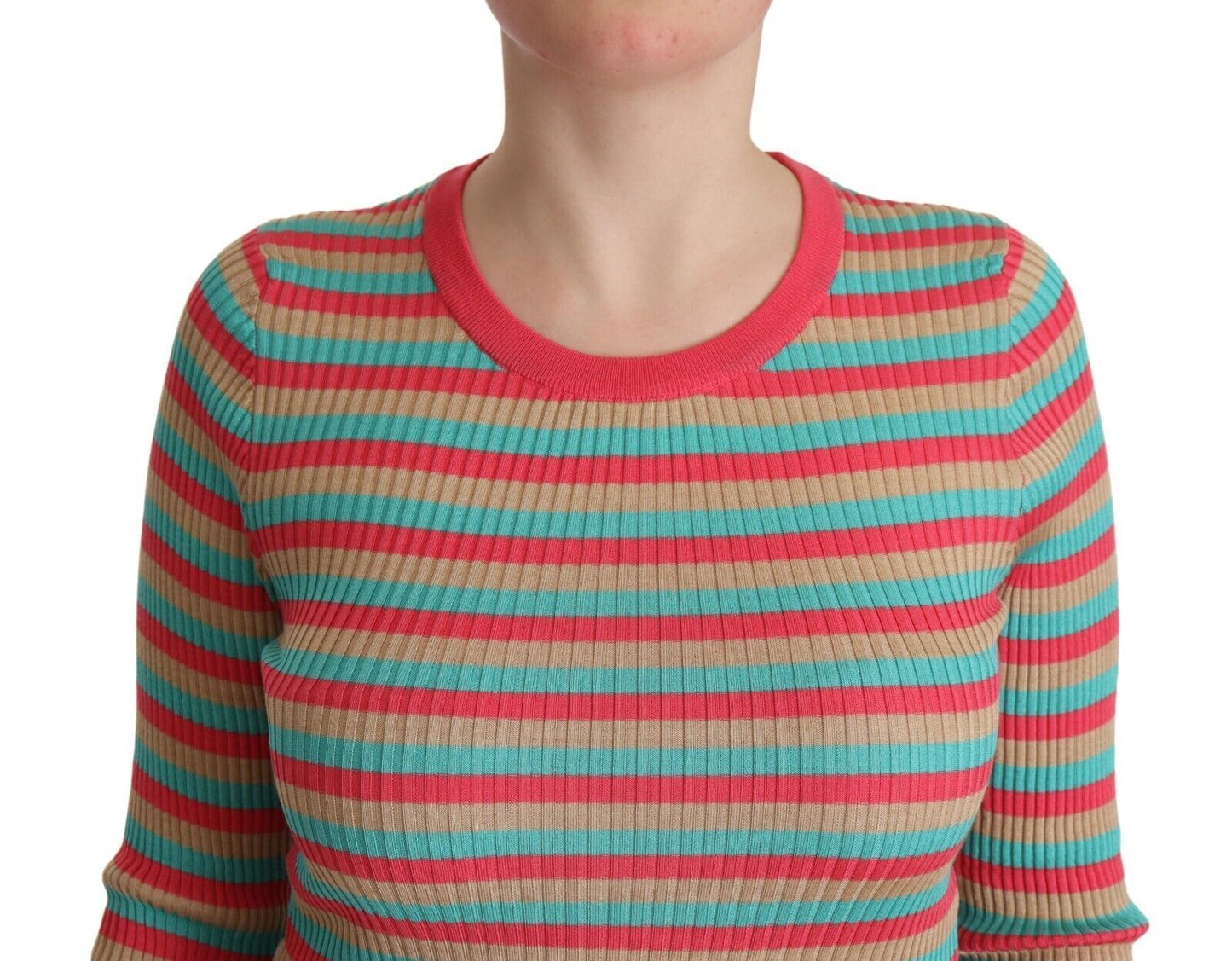 Dolce &amp; Gabbana Elegant striped silk round neck sweater