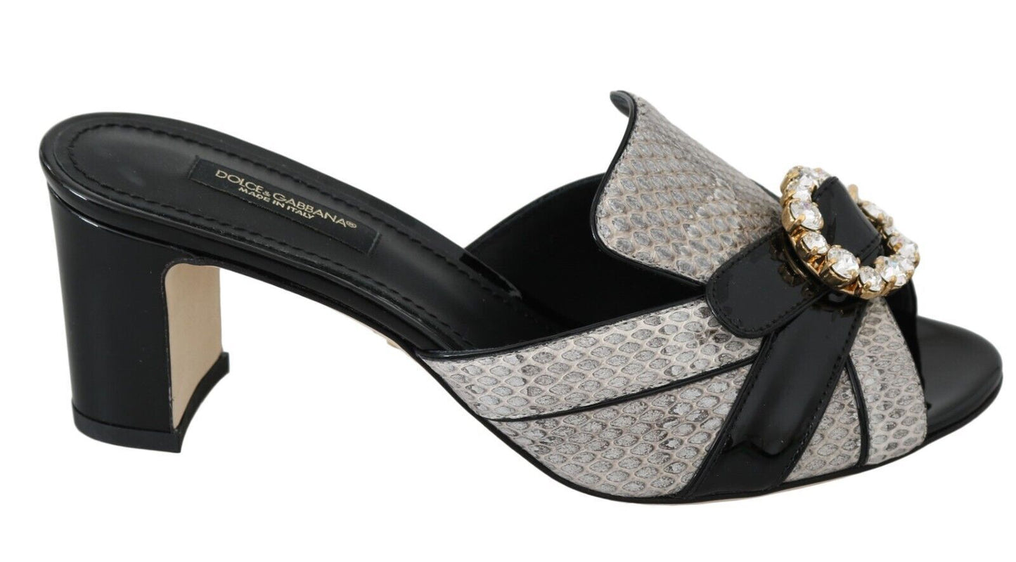 Dolce &amp; Gabbana exotic leather sandals with crystal embellishments