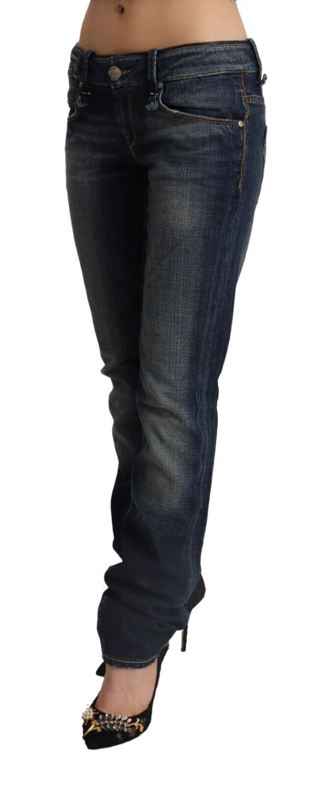 Eight Chic Dark Blue Skinny Jeans with Low Waist