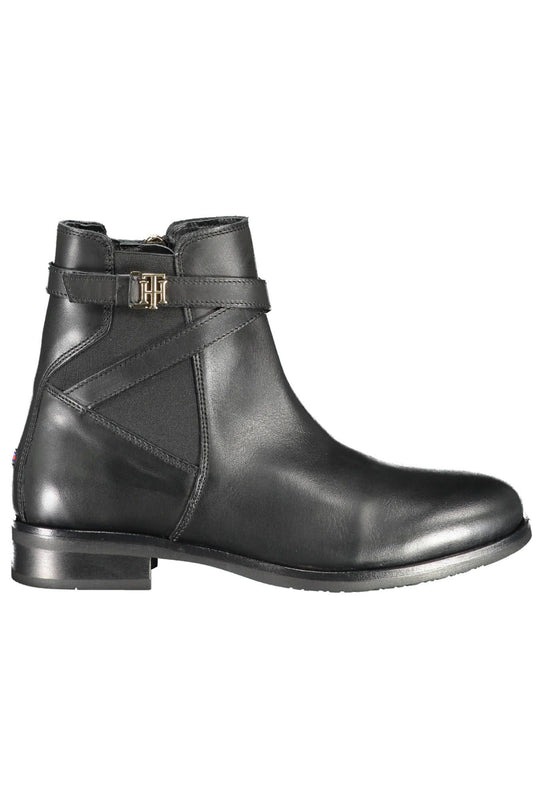 Tommy Hilfiger Black Leather Women's Boots