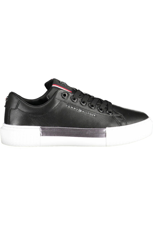 Tommy Hilfiger Black Leather Women's Sneakers