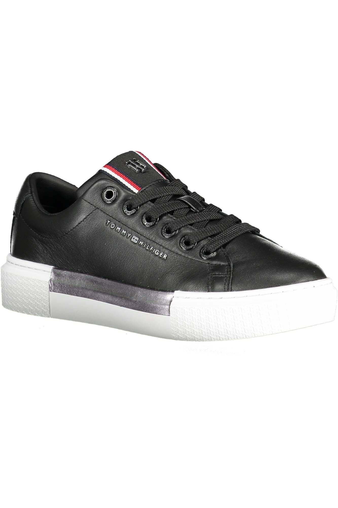 Tommy Hilfiger Black Leather Women's Sneakers