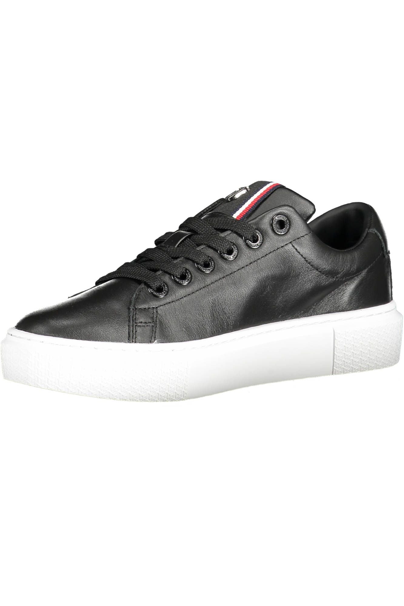 Tommy Hilfiger Black Leather Women's Sneakers