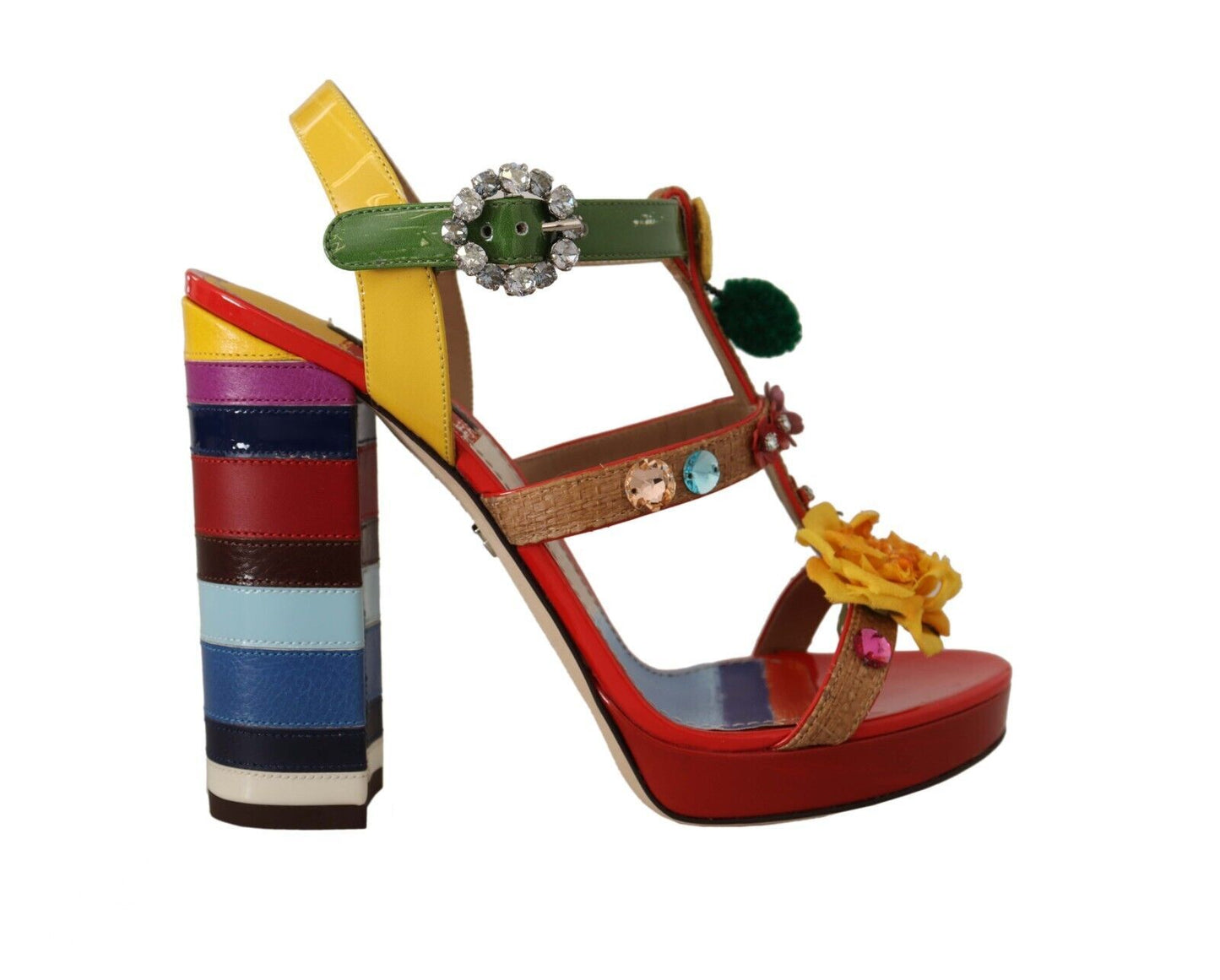 Dolce &amp; Gabbana Multicolor Floral Ankle Strap Heels