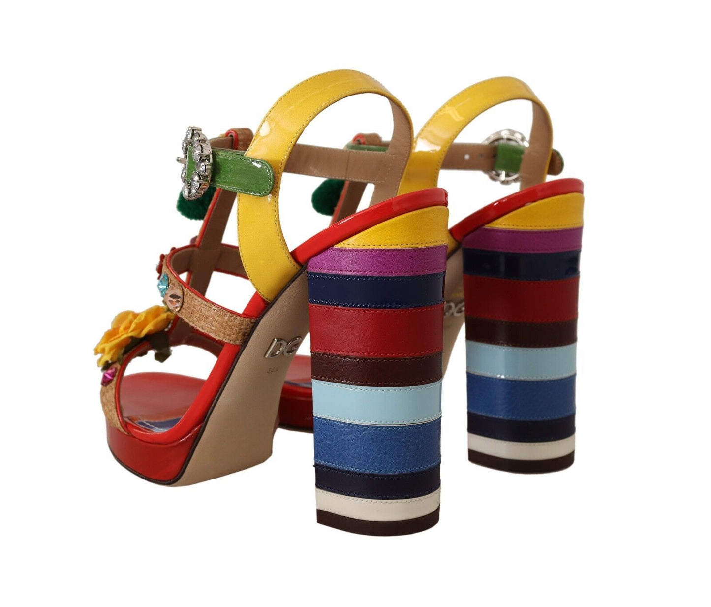 Dolce &amp; Gabbana Multicolor Floral Ankle Strap Heels