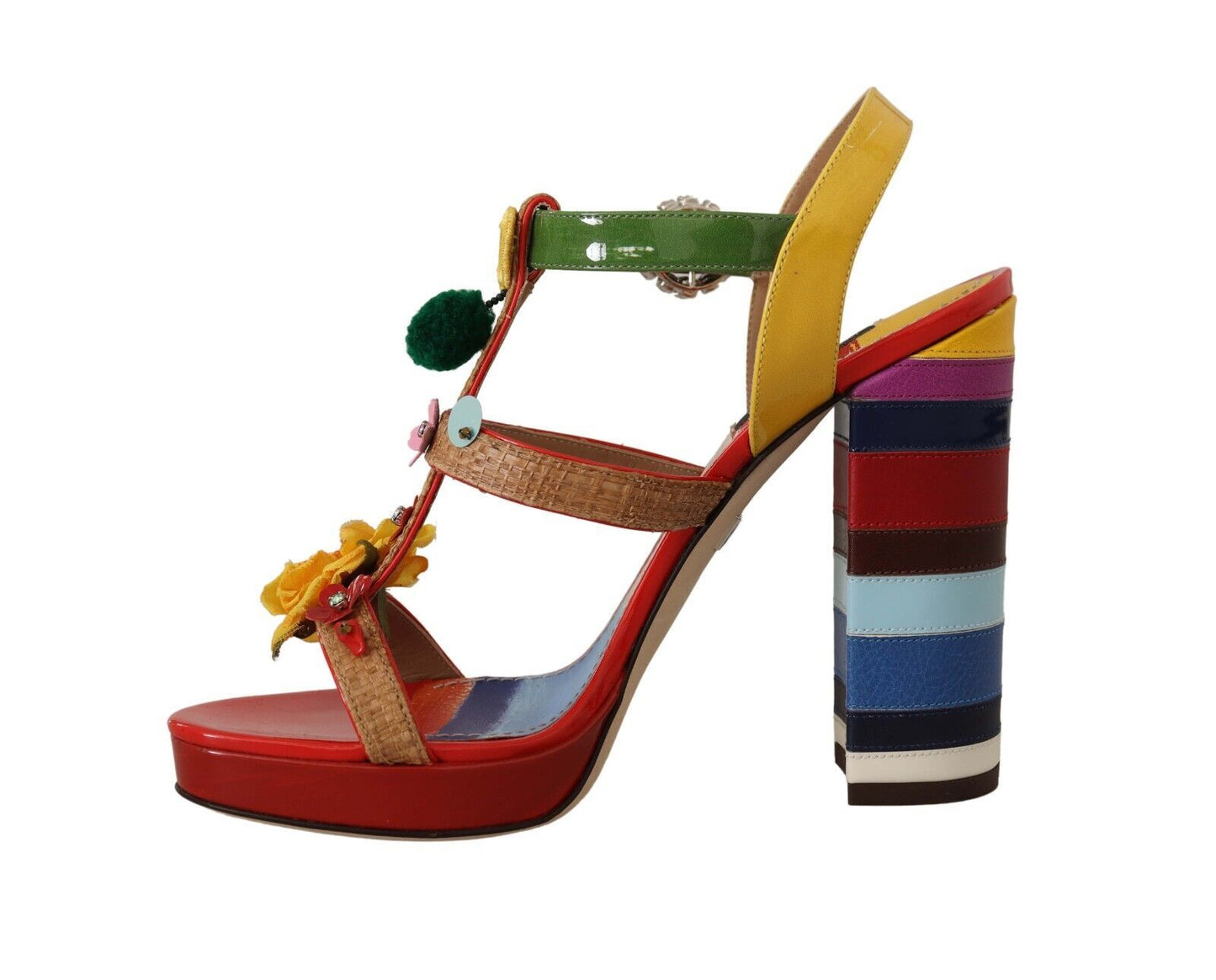 Dolce &amp; Gabbana Multicolor Floral Ankle Strap Heels