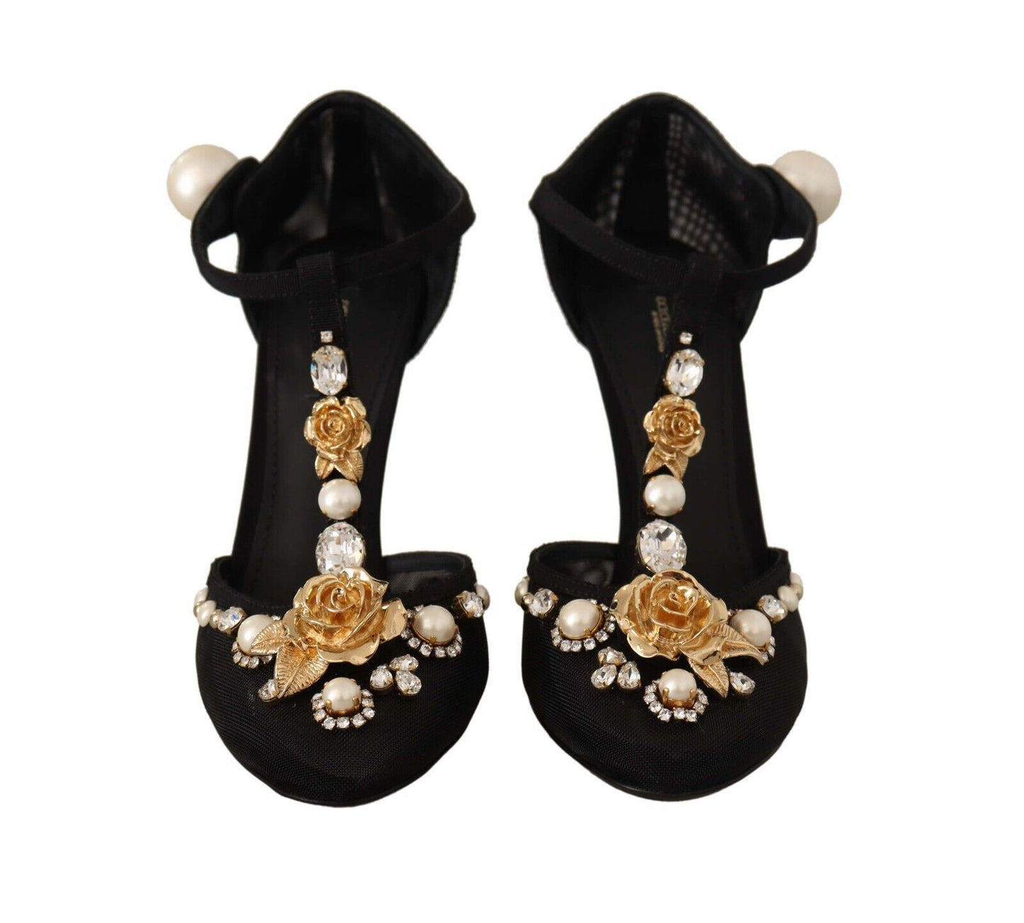 Dolce &amp; Gabbana Elegant Embellished T-Strap Heels Sandals